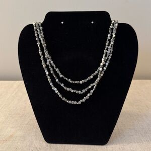 Indian Silver Tone Triple Strand Beaded Necklace
